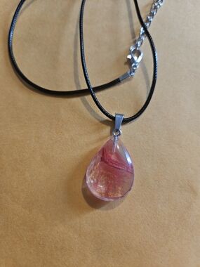 Pink Teardrop Pendant Necklace - Elegant Women’s Jewelry